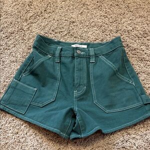 Women’s PacSun green workwear shorts denim size 26 cute!